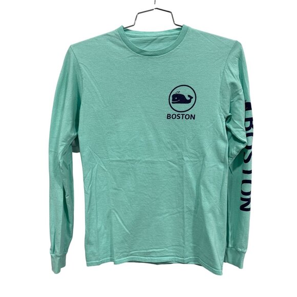 Boston Massachusetts Whale Graphic Tee XS Crewneck Long Sleeve Basic Essential - Picture 1 of 6